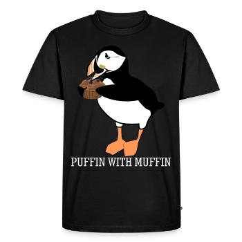 Puffin with muffin puffins - Men's Premium Organic T-Shirt - black - Front - Nico (187cm)