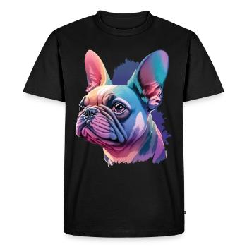 Chiens bouledogue français animal de compagnie au pastel - T-shirt Premium bio Homme - noir - Devant - Nico (187cm)