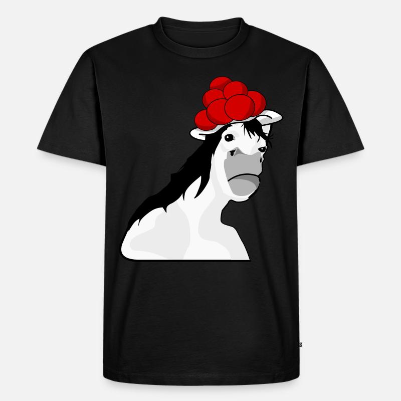 Schwarzwald Pferd mit Bollenhut - Männer Premium Bio T-Shirt - Schwarz