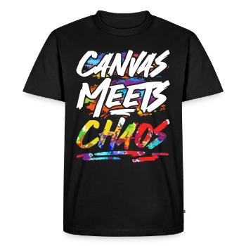 Fluid Painting Liquid Painting Canvas Meets Chaos - Men's Premium Organic T-Shirt - black - Front - Nico (187cm)