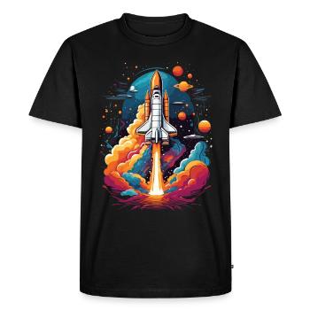 Astronaute de la navette spatiale Rocket Space Adventure - T-shirt Premium bio Homme - noir - Devant - Nico (187cm)