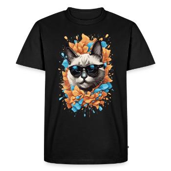 Siamese Cat Meow Cat Lover Design - Men's Premium Organic T-Shirt - black - Front - Nico (187cm)