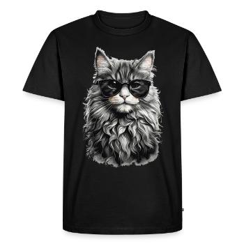 Chat de forêt norvégien Chat frais et animal de compagnie - T-shirt Premium bio Homme - noir - Devant - Nico (187cm)