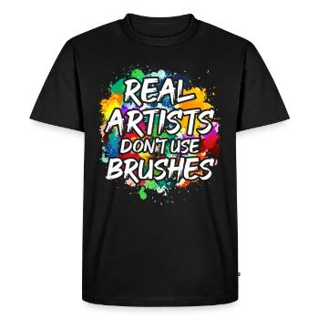 Fluid Painting Real Artists Don't Use Brushes - Men's Premium Organic T-Shirt - black - Front - Nico (187cm)
