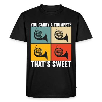 Cuivre à cor - T-shirt Premium bio Homme - noir - Devant - Nico (187cm)