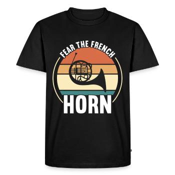 Cuivre à cor - T-shirt Premium bio Homme - noir - Devant - Nico (187cm)