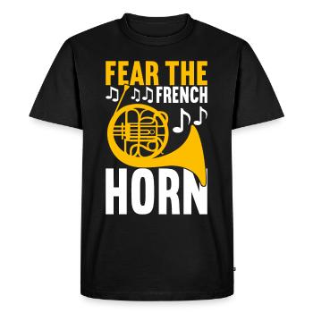 Cuivre à cor - T-shirt Premium bio Homme - noir - Devant - Nico (187cm)
