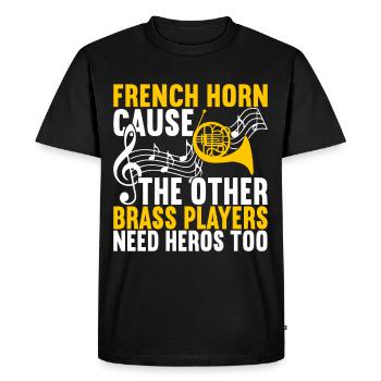 Cuivre à cor - T-shirt Premium bio Homme - noir - Devant - Nico (187cm)