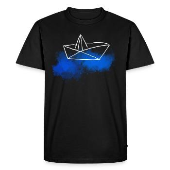 Aquarelle bateau vacances nautiques voile bateau origami - T-shirt Premium bio Homme - noir - Devant - Nico (187cm)