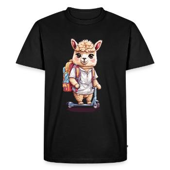 Élève en alpaga avec scooter premier jour de conception scolaire - T-shirt Premium bio Homme - noir - Devant - Nico (187cm)
