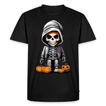 Cool skeleton with pumpkin Halloween design - Men's Premium Organic T-Shirt - black - Front - Nico (187cm)
