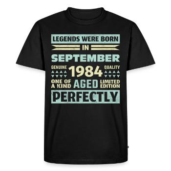 39th Birthday August Vintage 1984 Vintage - Men's Premium Organic T-Shirt - black - Front - Nico (187cm)