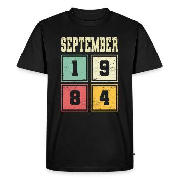 39th Birthday September Vintage 1984 Vintage - Men's Premium Organic T-Shirt - black - Front - Nico (187cm)