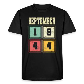 79th Birthday September Vintage 1944 Vintage - Men's Premium Organic T-Shirt - black - Front - Nico (187cm)
