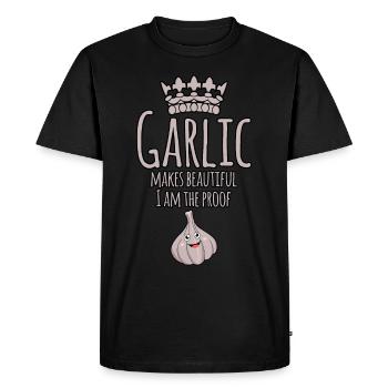 Garlic saying garlic clove - Men's Premium Organic T-Shirt - black - Front - Nico (187cm)