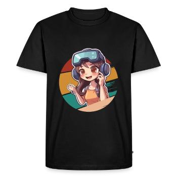 Anime Gaming Girl Virtual reality introverted - Men's Premium Organic T-Shirt - black - Front - Nico (187cm)