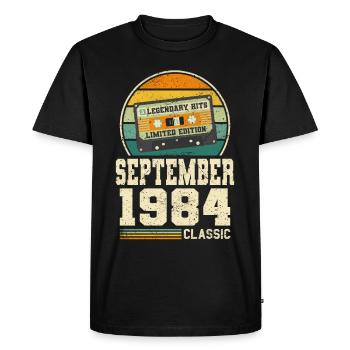 39th Birthday September Vintage 1984 Vintage - Men's Premium Organic T-Shirt - black - Front - Nico (187cm)