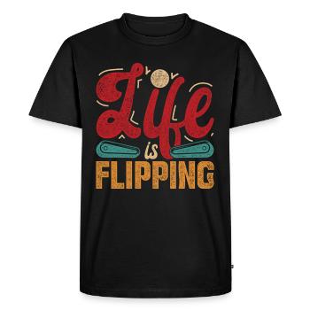 La vie d’un joueur de flipper bascule - T-shirt Premium bio Homme - noir - Devant - Nico (187cm)
