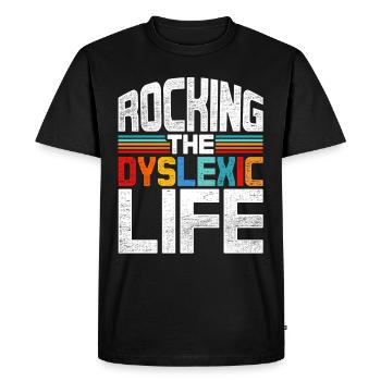 La dyslexie berce la vie dyslexique - T-shirt Premium bio Homme - noir - Devant - Nico (187cm)