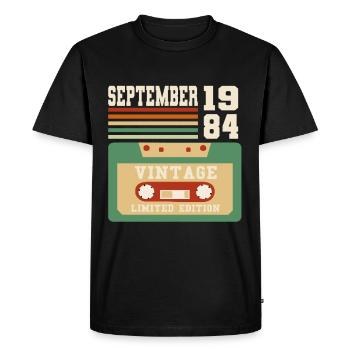 39th Birthday September Vintage 1984 Vintage - Men's Premium Organic T-Shirt - black - Front - Nico (187cm)