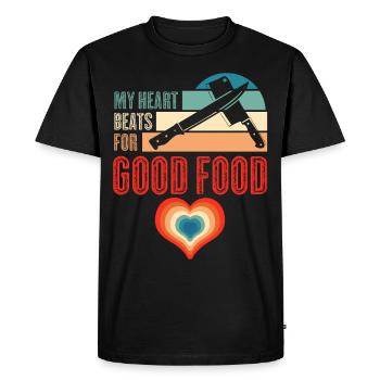 Chef Kitchen Retro Cooking Chef's Knife - Men's Premium Organic T-Shirt - black - Front - Nico (187cm)