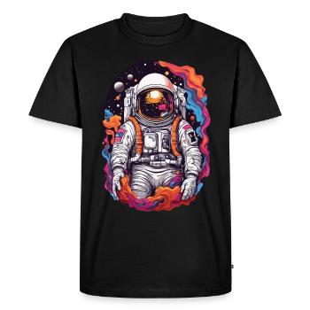 Astronaut in Space Galaxy Discover Star Nebula - Men's Premium Organic T-Shirt - black - Front - Nico (187cm)