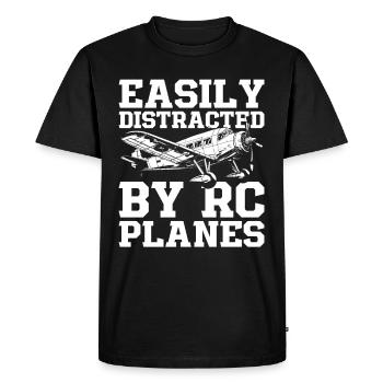 Model Airplane Easily Distracted By RC Planes - Men's Premium Organic T-Shirt - black - Front - Nico (187cm)