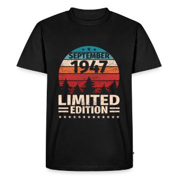 76th Birthday September Vintage 1947 Vintage - Men's Premium Organic T-Shirt - black - Front - Nico (187cm)
