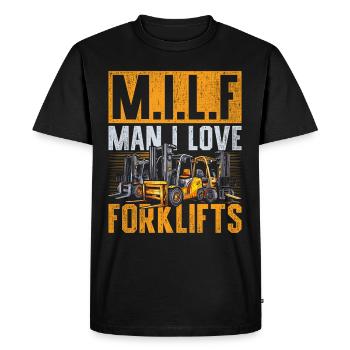 Conducteur de chariot élévateur Homme J’aime les chariots élévateurs - T-shirt Premium bio Homme - noir - Devant - Nico (187cm)