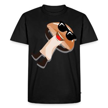 Mushroom with sunglasses mushroom picker mushrooms - Men's Premium Organic T-Shirt - black - Front - Nico (187cm)