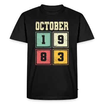 40th Birthday October Vintage 1983 Vintage - Men's Premium Organic T-Shirt - black - Front - Nico (187cm)