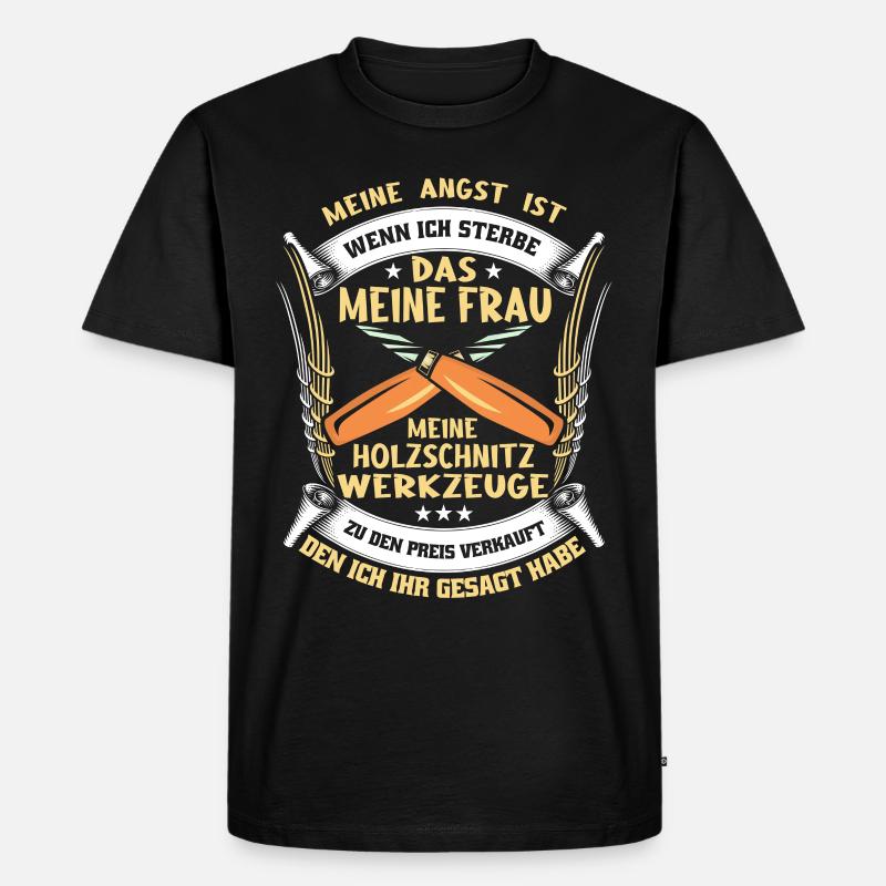 Holzschnitzer Holzschnitzerei - Männer Premium Bio T-Shirt - Schwarz
