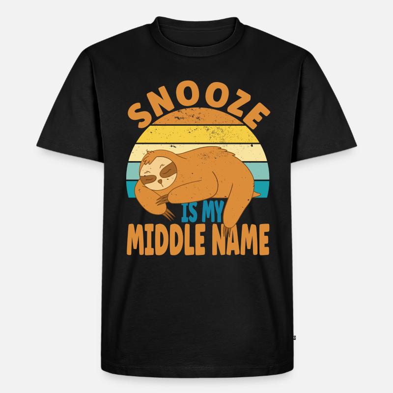 Faultier Snooze - Männer Premium Bio T-Shirt - Schwarz