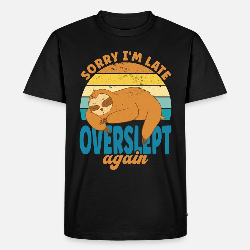 Faultier Overslept - Männer Premium Bio T-Shirt - Schwarz