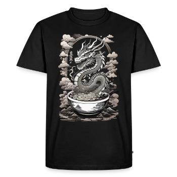 Dragon de Ramen Soup Ukiyo-E Japan Art Style - T-shirt Premium bio Homme - noir - Devant - Nico (187cm)