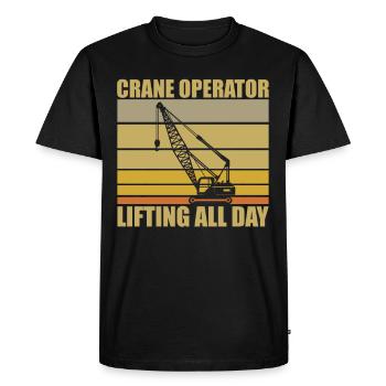 Crane Operator Saying - Men's Premium Organic T-Shirt - black - Front - Nico (187cm)