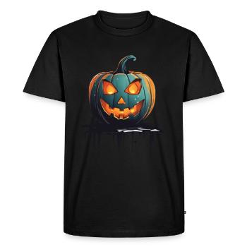 Citrouille effrayante et fantômes amusants à Halloween - T-shirt Premium bio Homme - noir - Devant - Nico (187cm)
