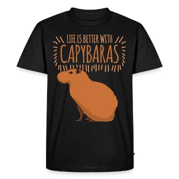 Capybara Capybaras - Men's Premium Organic T-Shirt - black - Front - Nico (187cm)