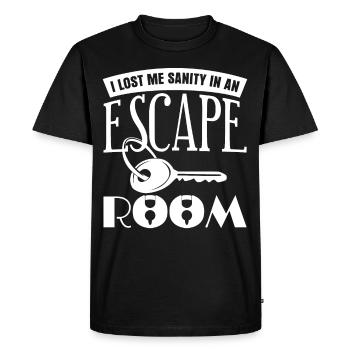 Blague de jeu d’évasion - T-shirt Premium bio Homme - noir - Devant - Nico (187cm)