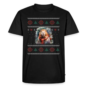 Noël Capybara Hiver Capybara Neige - T-shirt Premium bio Homme - noir - Devant - Nico (187cm)