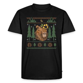Capybara Neige Noël Capybara Hiver - T-shirt Premium bio Homme - noir - Devant - Nico (187cm)