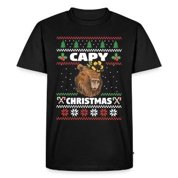 Capybara Neige Noël Capybara Hiver - T-shirt Premium bio Homme - noir - Devant - Nico (187cm)