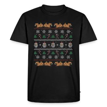 Noël Capybara Hiver Capybara Neige - T-shirt Premium bio Homme - noir - Devant - Nico (187cm)