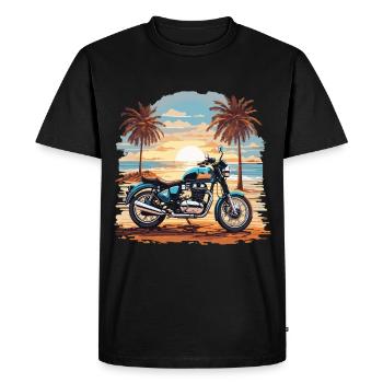 Motorcycle Beach Vintage Trip Biker Design - Men's Premium Organic T-Shirt - black - Front - Nico (187cm)