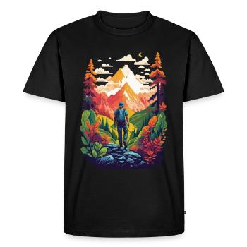Randonnée dans la nature, la montagne et la forêt - T-shirt Premium bio Homme - noir - Devant - Nico (187cm)