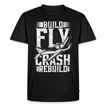 Model Airplane Build Fly Crash Rebuild - Men's Premium Organic T-Shirt - black - Front - Nico (187cm)
