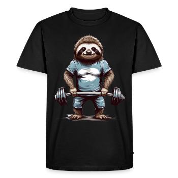 Paresseux Bodybuilder Gym Humour Design - T-shirt Premium bio Homme - noir - Devant - Nico (187cm)