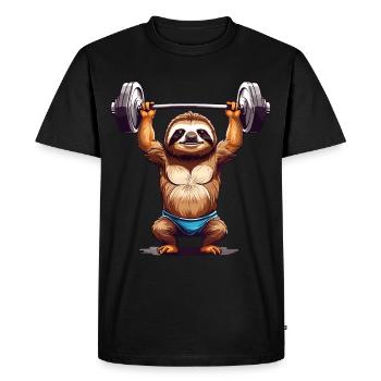 Paresseux Bodybuilder Fitness Fun Design - T-shirt Premium bio Homme - noir - Devant - Nico (187cm)