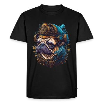 Steampunk Pug Dog Vaporwave Dog Lover - Men's Premium Organic T-Shirt - black - Front - Nico (187cm)