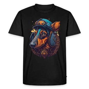 Conception de chien teckel steampunk pour les amoureux des chiens - T-shirt Premium bio Homme - noir - Devant - Nico (187cm)
